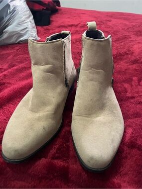 Suede Chelsea Ankle Boots in Beige